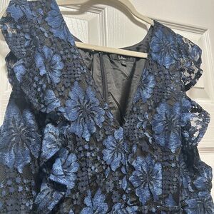 Lulu's Molinetto Navy Blue Lace Ruffled Tiered Sleeveless Maxi Dress